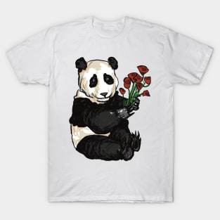 Panda holding Flowers T-Shirt